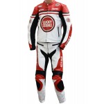 Lucky Strike Red & White Biker Two Piece Leather Motorcycle Suit